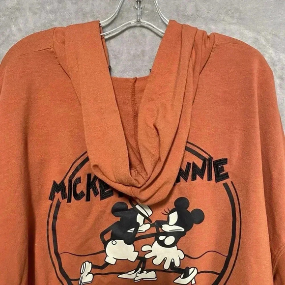 Walt Disney Women Sweatshirt Vintage Style Mickey & Minnie 2X Orange Pullover - Picture 6 of 6